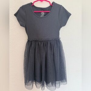 🩶 EUC Wonder Nation Slate Gray Short Sleeve Kids Dress